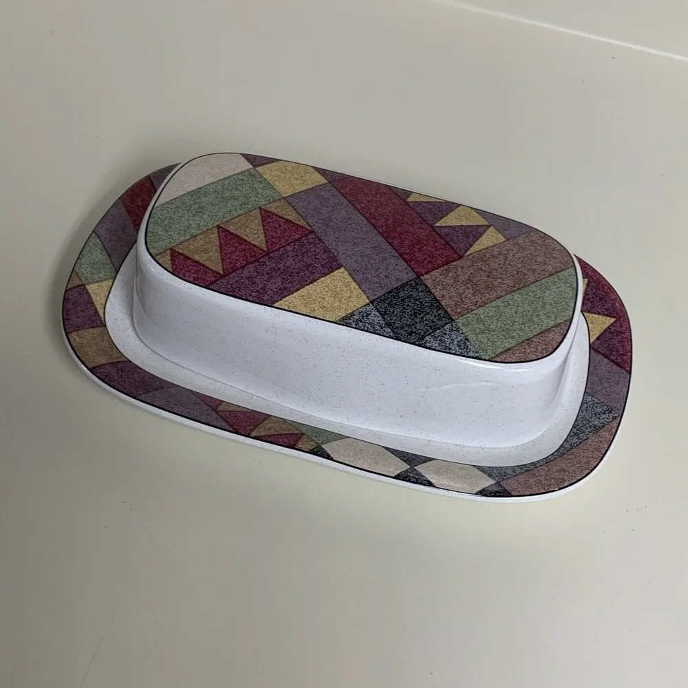 Studio Nova Palm Desert Gravy Boat & Butter Dish Set Geometric Southwestern EUC
